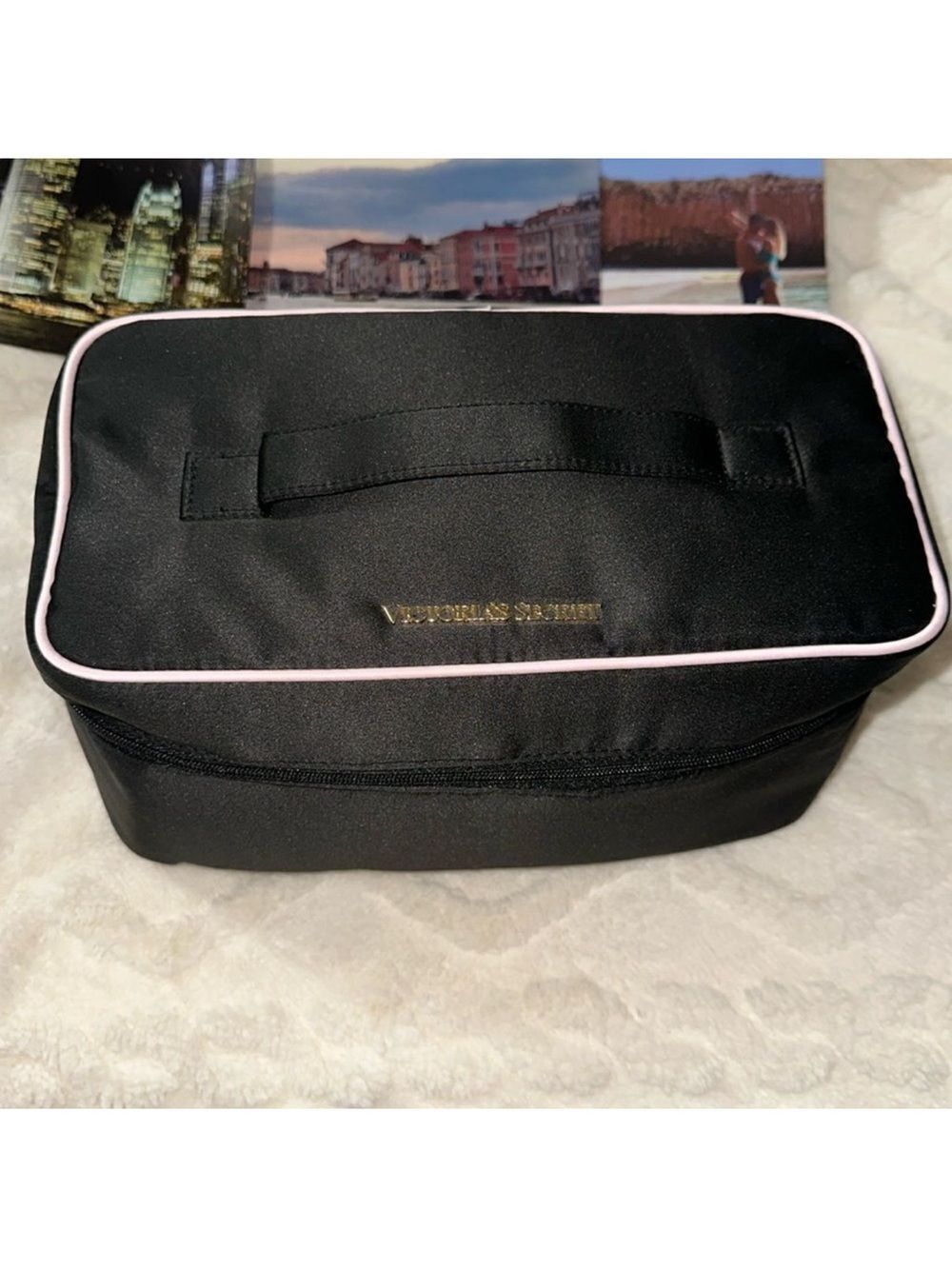 Victoria's Secret Black Pink Gold Tone Sexy Little Things Lingerie Travel Case